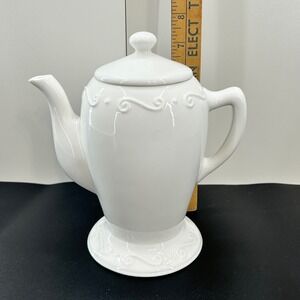 PartyLite White‎ Ceramic Teapot Wax Melt Warmer Oil Burner Candle Holder